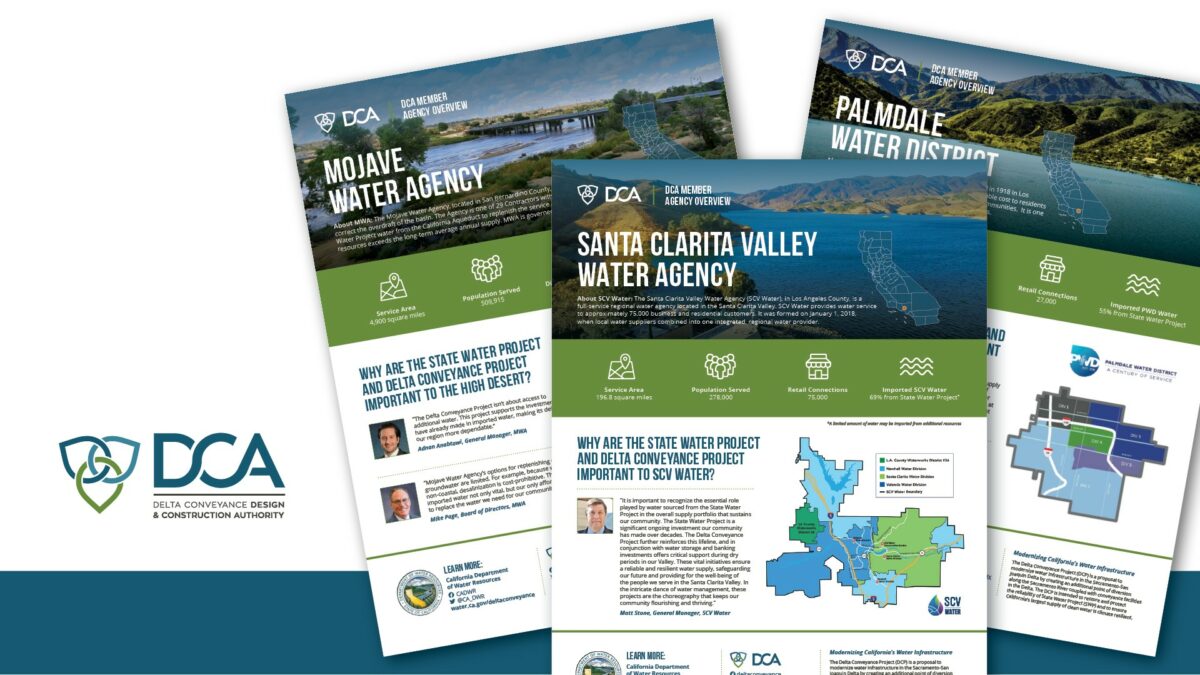 compiled image of the first page of Mojave Water Agency, Santa Clarita Valley Water Agency, and Palmdale Water District Fact Sheets